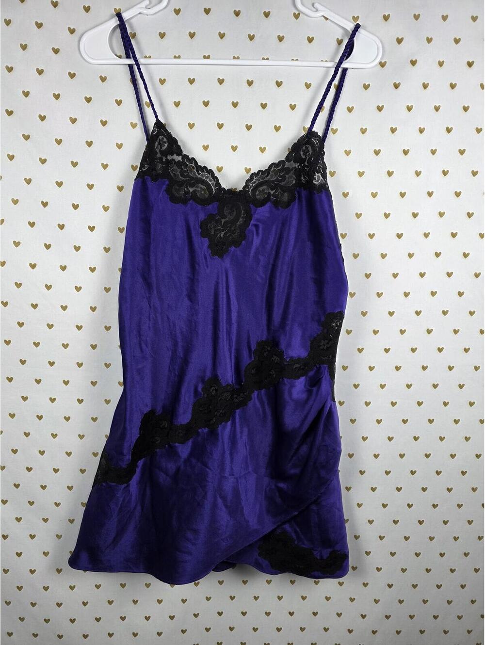 Victorias Secret Purple Lace Satin Flowy Nightie Lingerie Slip Dress GOLD LABEL